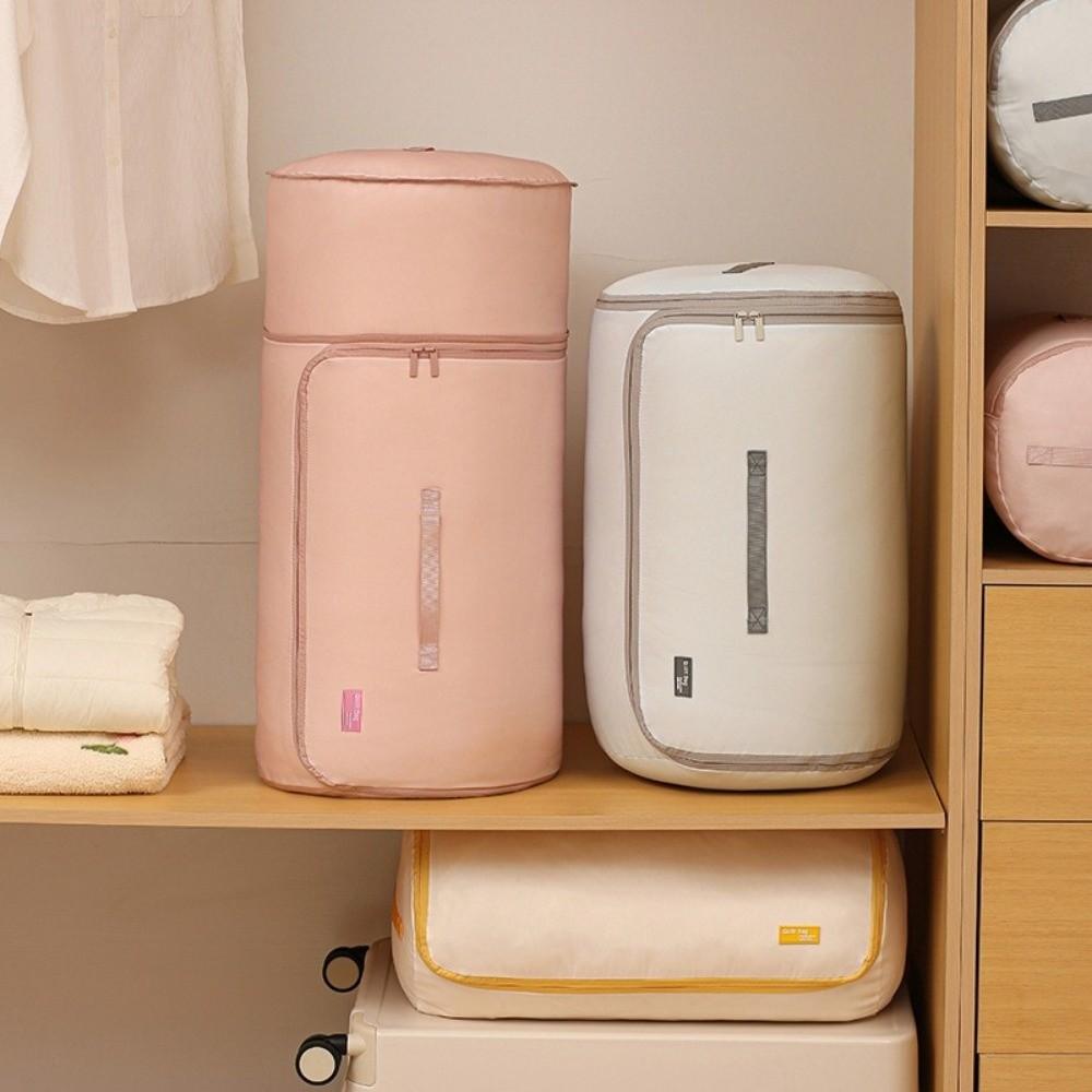 Moisture-proof Cylinder Quilt Storage Bag Dustproof With Zipper Luggage Packing Bag Compressible Design Space Saving