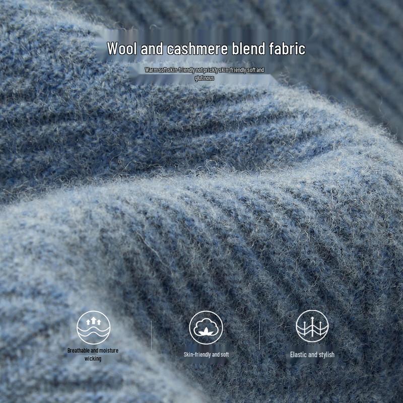 Men's Wool Cashmere Blend Crew Neck Sweater