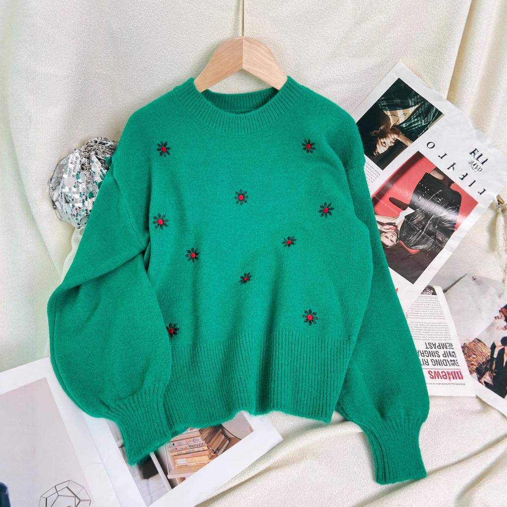 Embroidered Flower Sweater