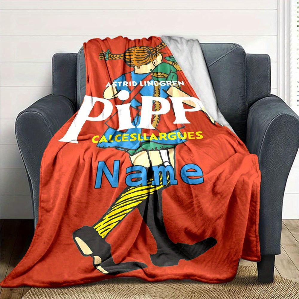 Pippi Longstocking And Mr Nilsson Blanket With Customizable Name Soft And Comfortable Shawl Blanket For All Seasons Suitable For Home Travel Camping