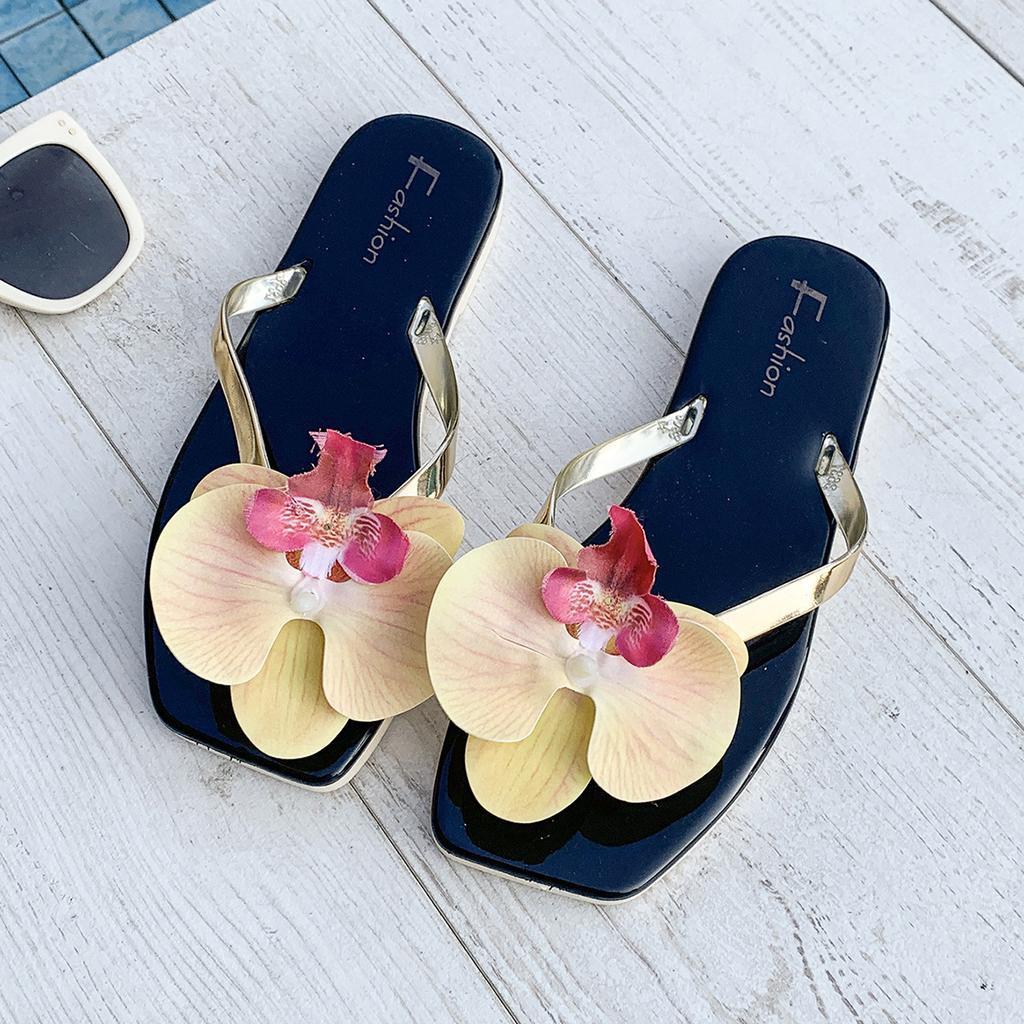 Fashion 2025 Summer New Women's Slippers Fad Butterfly Orchid Flower Design Design Women's Sandals Outdoor Beach Sandals Sandalias Mujer