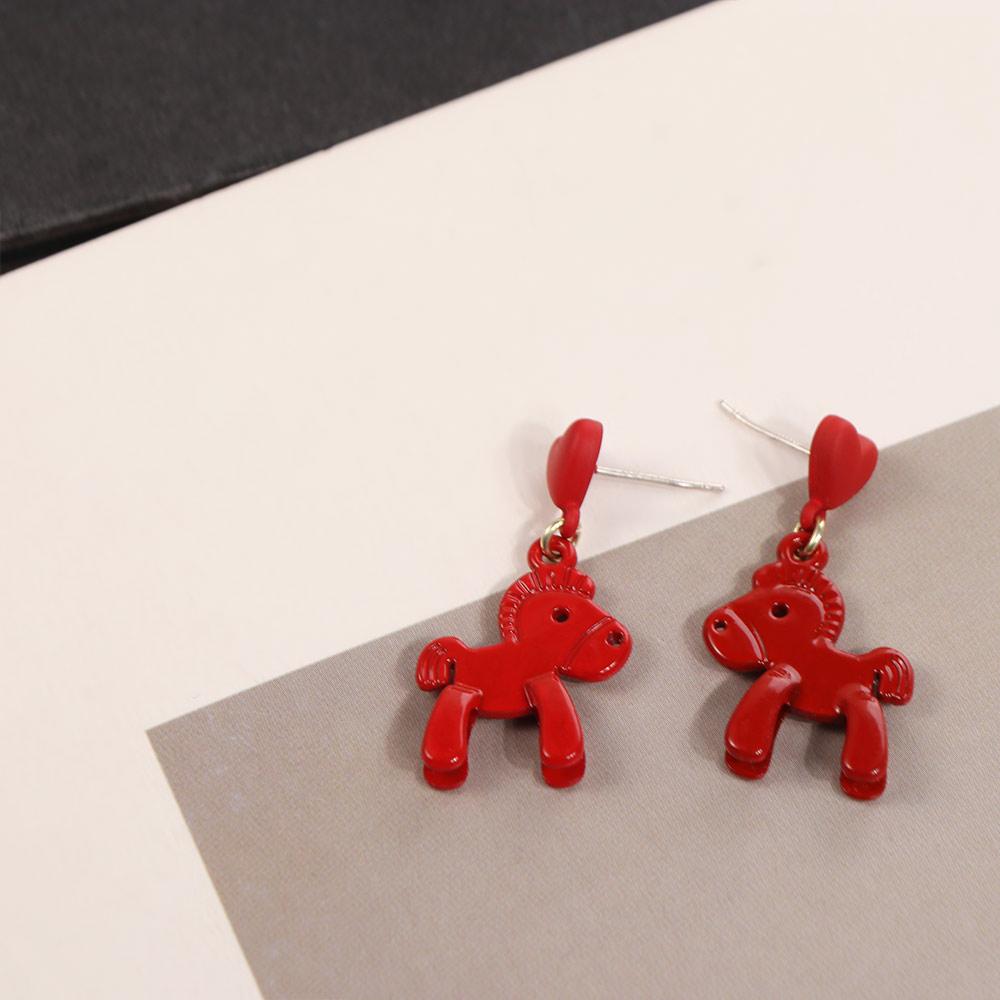 Cartoon Horse Chinese Style Pony Earrings Heart Star Horse Drop Earrings  Party