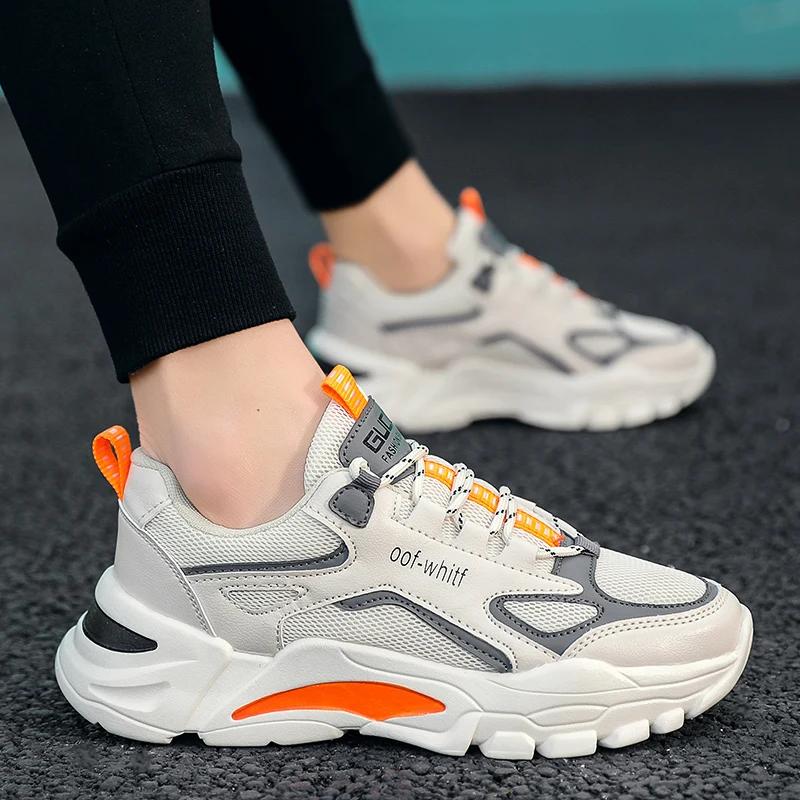 Men's shoes spring new men's sports shoes low top contrasting color dad shoes breathable Korean version running shoes