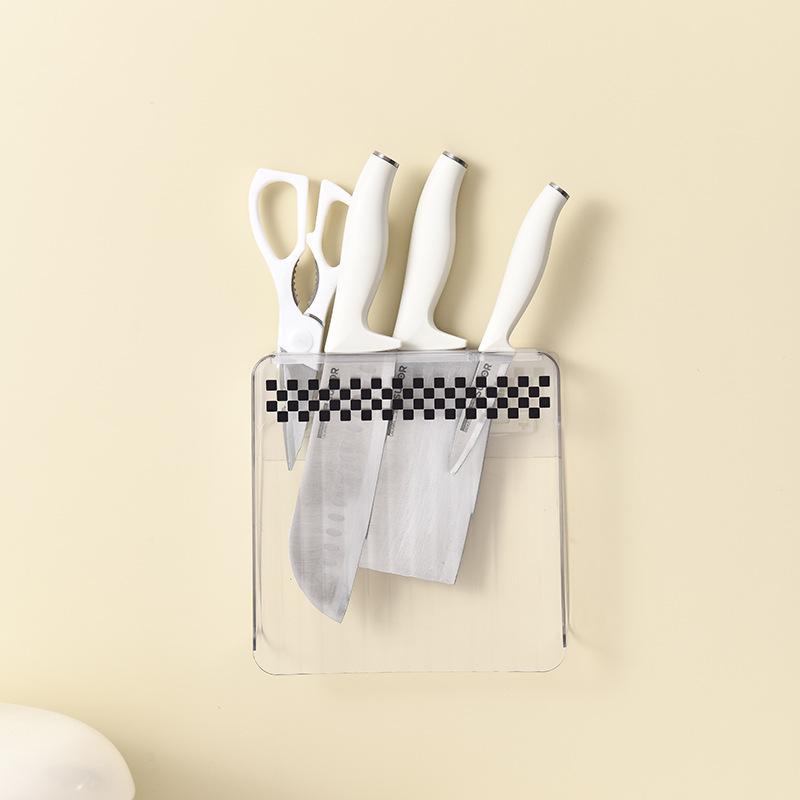 Wall Mounted Knife Holder No Drilling Kitchen Knife Scissors Multifunctional Drainage Rack Kitchen Supplies Storage Rack