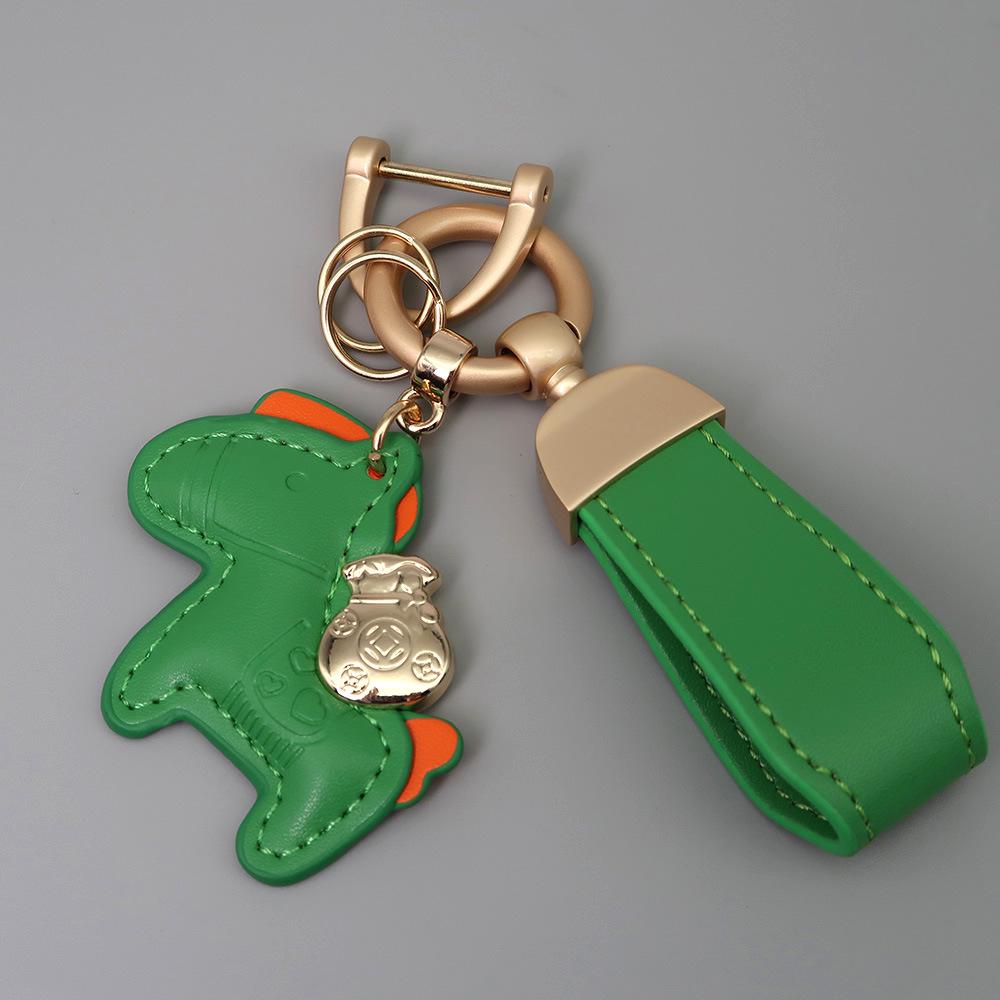 Kleiner Schaf- & Pferdeleder-Schlüsselanhänger mit Perlenanhänger - Gold