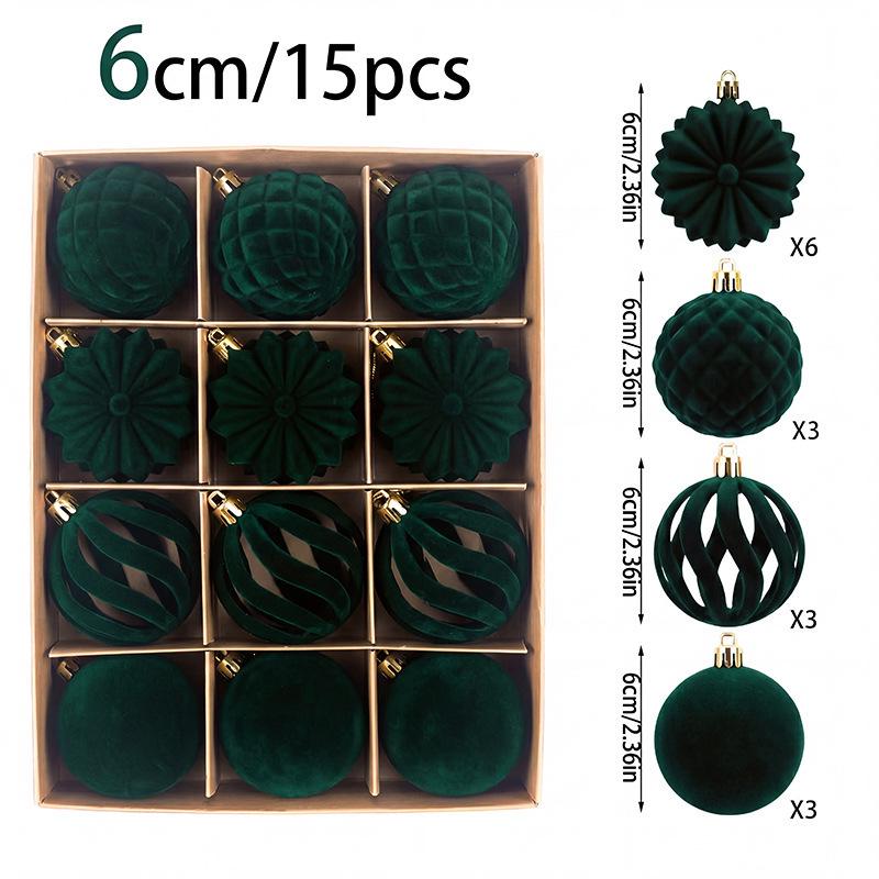 Christmas Flocking Ball Ornament Set - European Irregular Shapes