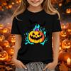 Kids Halloween Printed Neck Short Sleeve T-Shirt Loose Fit Casual Top