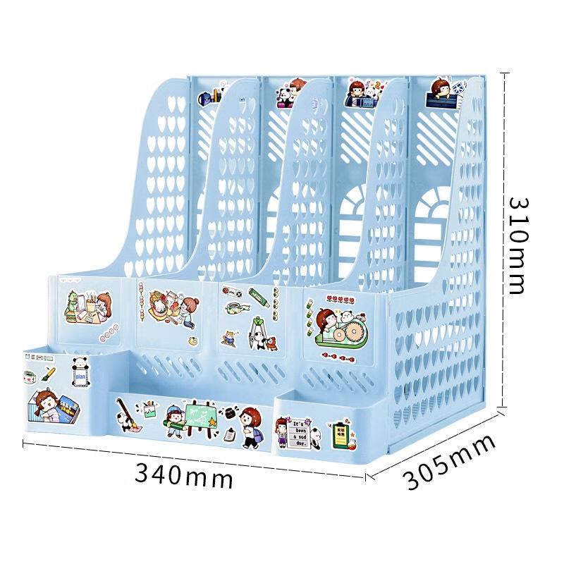 JINGRUIXIANG Morandi Blue Desktop File Organizer with Pen Holder