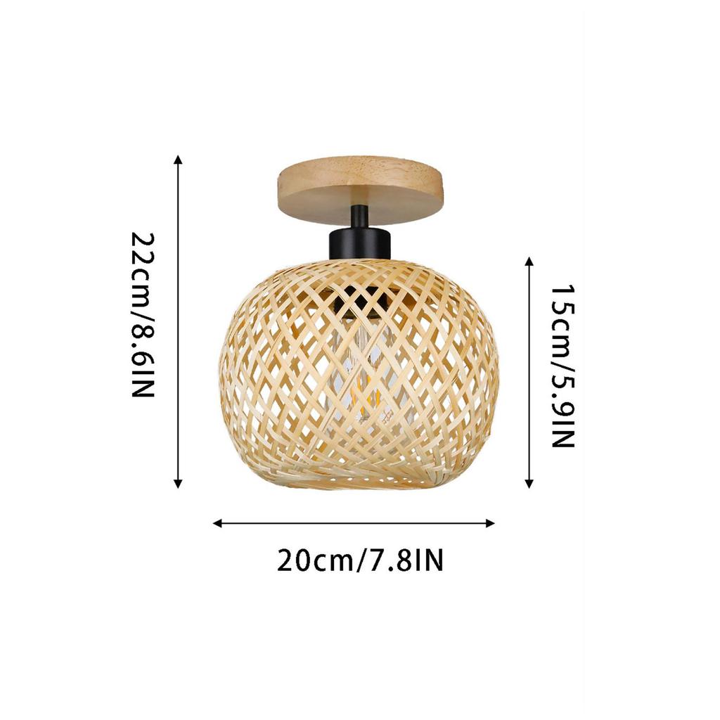 Bamboo Ceiling Lamp with No Bulb Rustic Style Dining Room Decor with Woven Bamboo Shade Pendant Lamp Cover Bambbo Pendant Light