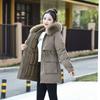 Giacca Lunga da Donna Imbottita in Cotone con Cappuccio Staccabile, Parka Invernale Spesso