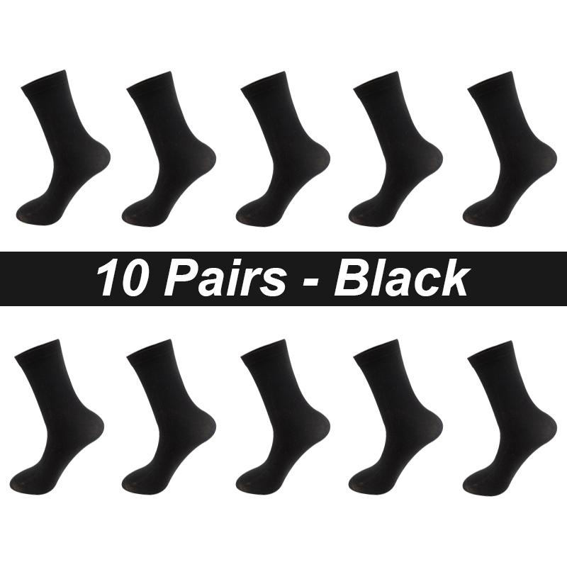 Lot de 10 paires de chaussettes pour homme en coton peigné, noires, décontractées, respirantes, de haute qualité, grandes tailles (38-48)