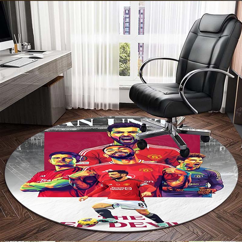 Manchester United F.C Print Round Rug, Washable Floor Carpet, For Entryway Dorm Laundry Room Office Study, Home Decor Birthday Christmas Gift