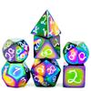 Cusdie Metal D&D Dice with Dragon Font 7Pcs DND Polyhedral Dice Set for Role Playing Game Tabletop Pathfinder Board Games