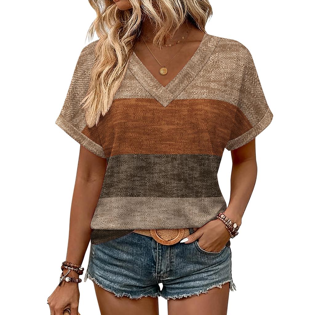 Womens Summer Tops  Short Sleeve V Neck Shirts Casual Dressy  Summer Blouses Tunic Top