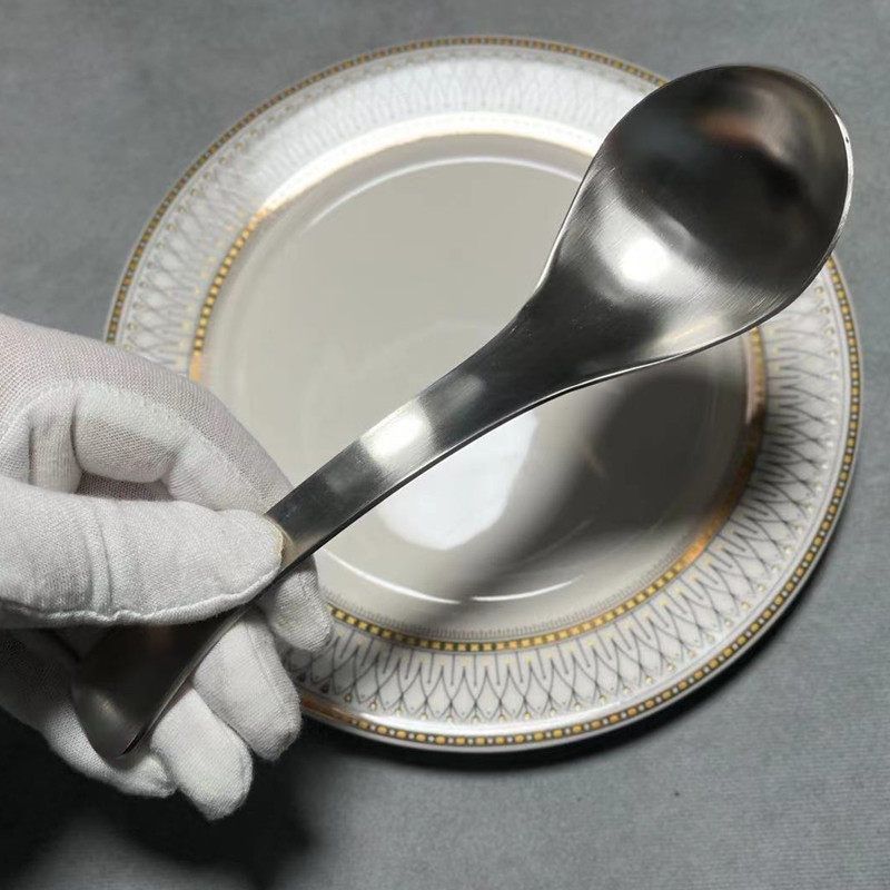 Thickened Sandblasted 304 Stainless Steel Spoon for Home Use, Short Handle Small Soup Ladle, Korean-Style Rice Spoon, Ramen Soup Spoon, Porridge Spoon