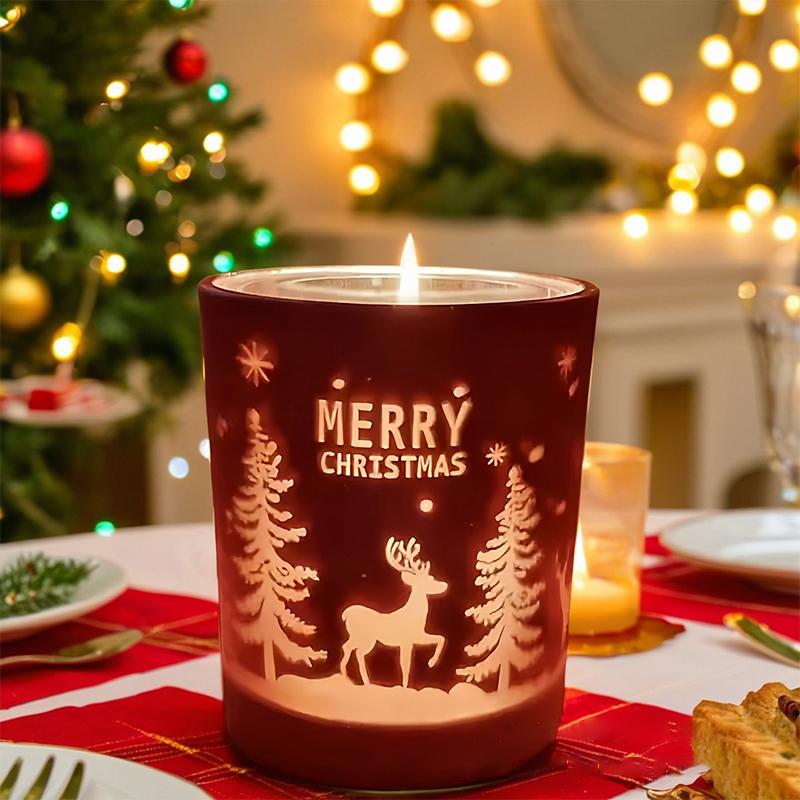 1Pc Christmas New Year Decorative Candlestick Cup - Custom Home Fragrance Holder, Reindeer Themed Birthday Holiday Gift