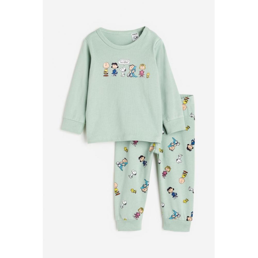 

Хлопковая пижама с принтом HM Светло-зеленый Snoopy