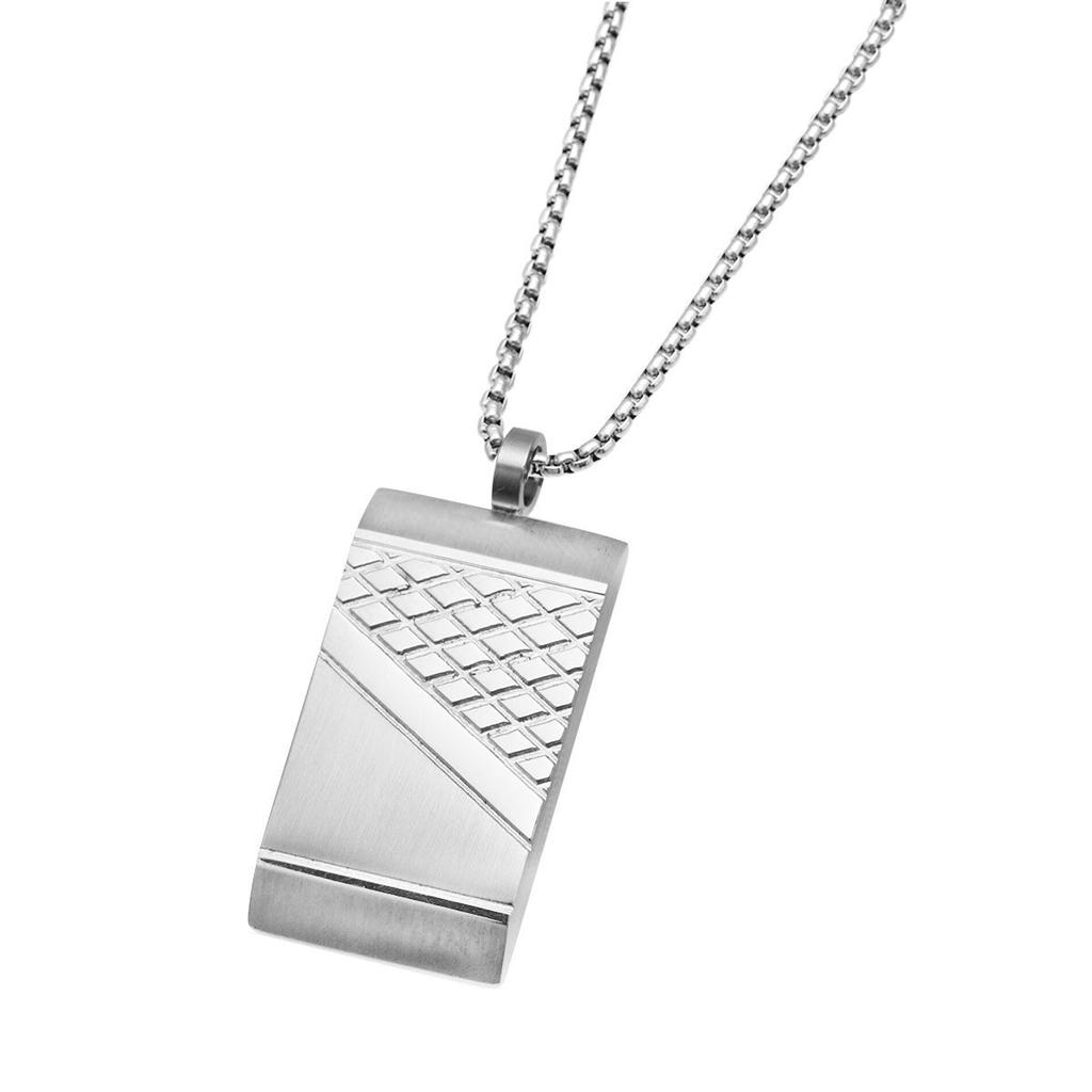 European and American Trend Square Sweater Chain Necklace Retro Hip-hop Titanium Steel Pendant Necklace for Men