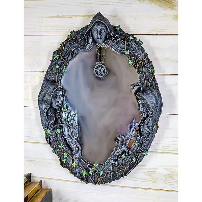 Halloween Magic Mirror Ornament Triple Muse Ornament Design Garden Fairy Tale World Creative Featured Pendant