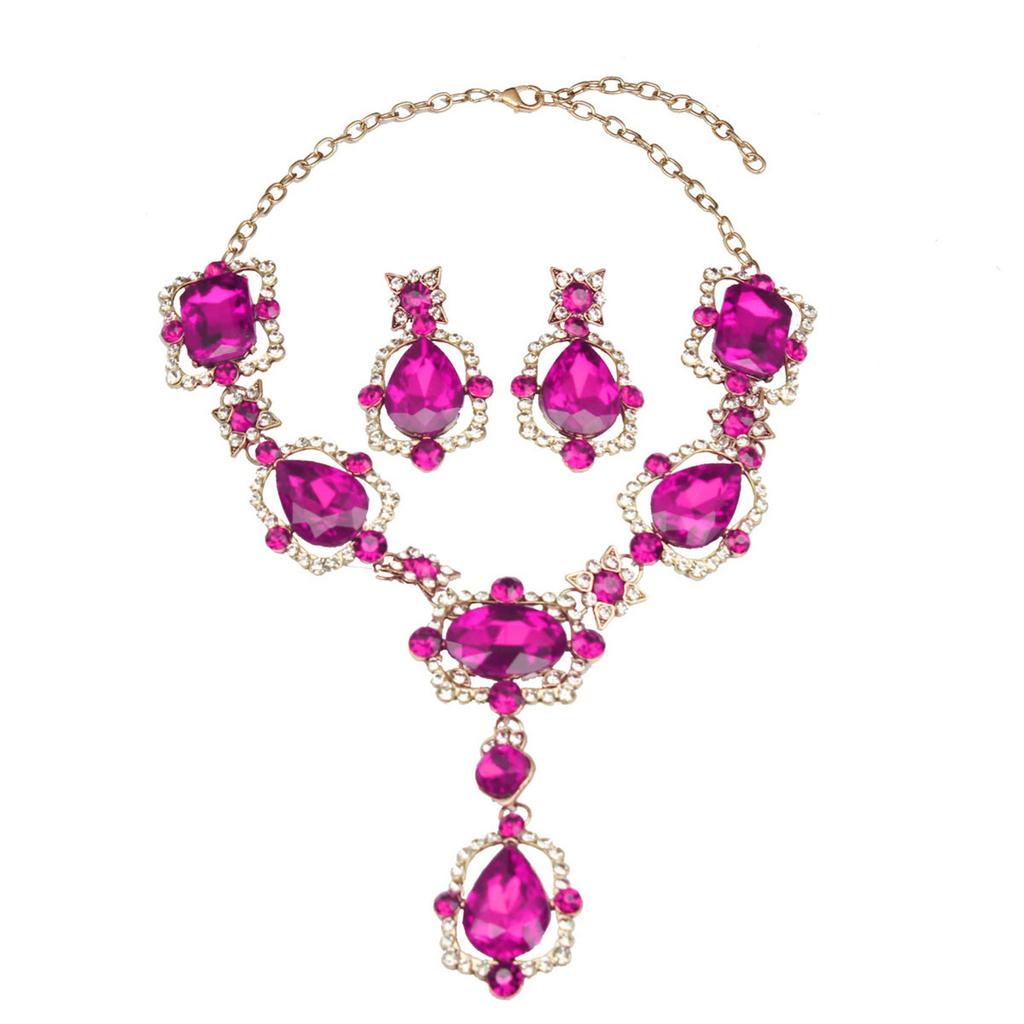 Elegant Crystal Gemstone Necklace And Earrings Set Sparkling Jewelry Set For Formal Occasions Featuring Vintage Designs