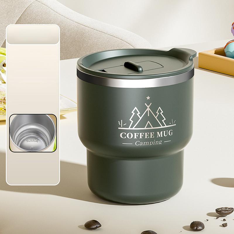 

1Pc 400ML Thermal Cup Stainless Steel Double Layer Insulated Water Cup Office Milk Coffee Mug Student Portable Sealed Tumbler 301-400ml оливковое зеленый