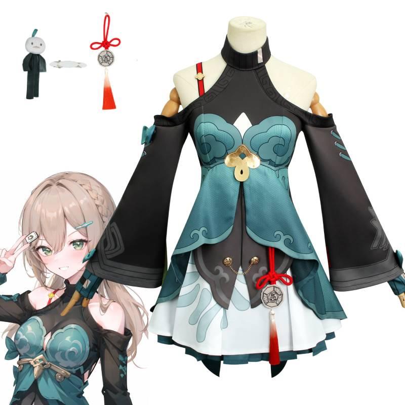 Game Rail Honkaistar Qingque Cosplay Costume Skirt Accessories Set Halloween