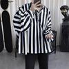 INCERUN Oversized Men Casual Lapel Neck Drop Shoulder Long Sleeve Striped Buttons Shirts Tops