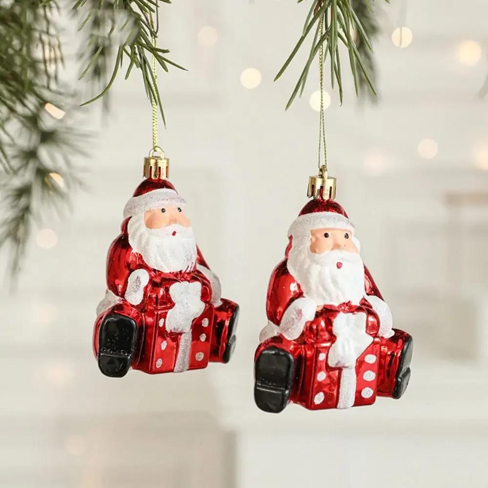 2PCS Red&white Christmas Hanging Decoration Plastic Santa Clause Christmas Tree Ornament Festival Party Supplies Xmas Baubles