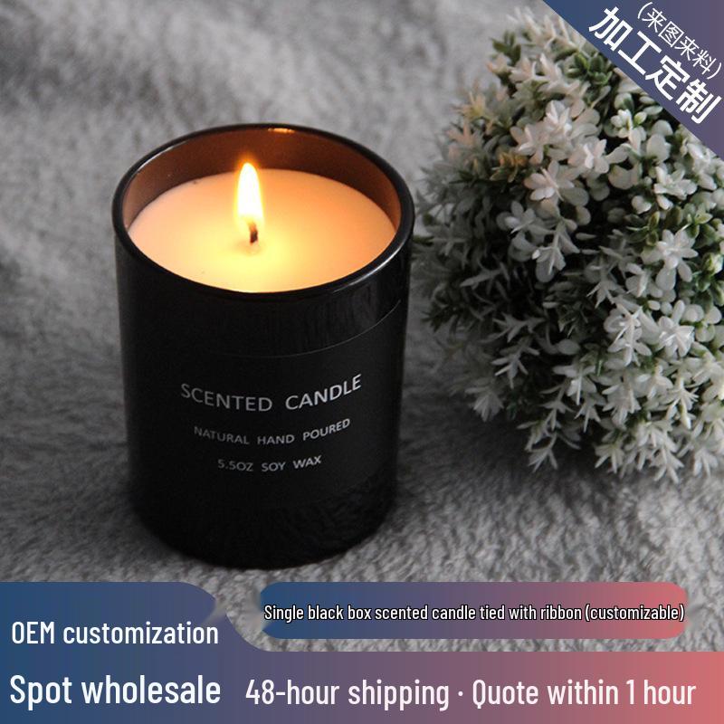 Handcrafted Black Glass Soy Candle - Romantic Aromatherapy Gift Christmas Cedar