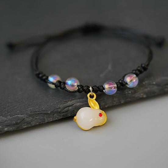 

Браслет-цепочка с добрым смыслом, новогодний подарок, китайский стиль, ручная работа, милый кролик, плетеный из бисера