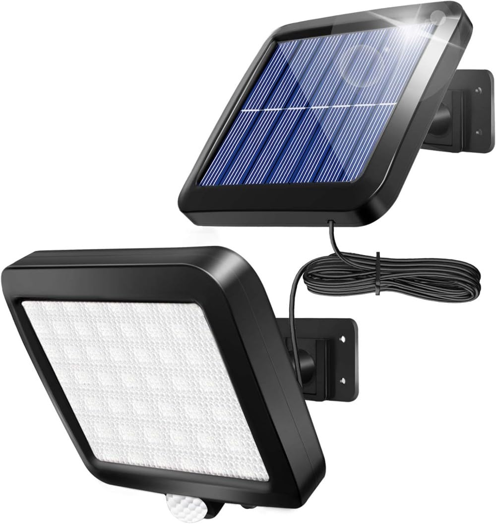 

Outdoor Solar Motion Sensor Light, 56 LEDs, 3 Modes, Ultra-Bright, Separate, Bright, Waterproof, Security Light, Automatic OnOff, 5M Cable Included,