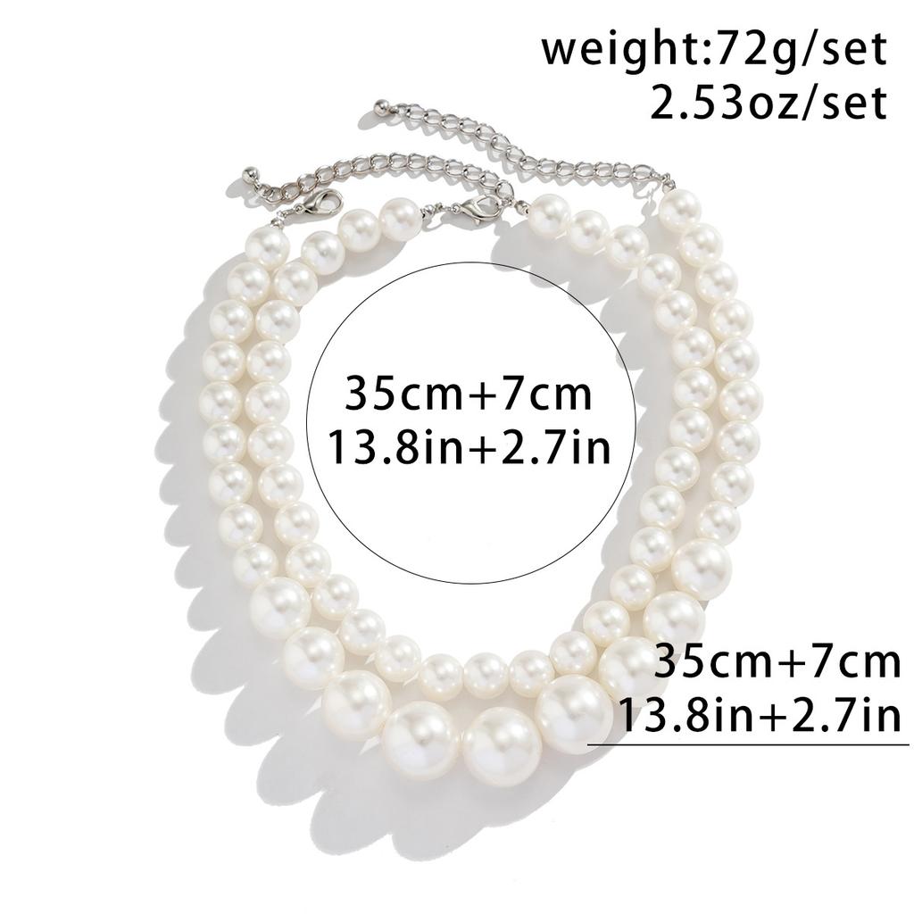Vintage Exaggerated Large Pearl Chocker Collarbone Chain, Temperament Multi-Layer Beaded Necklace For Women