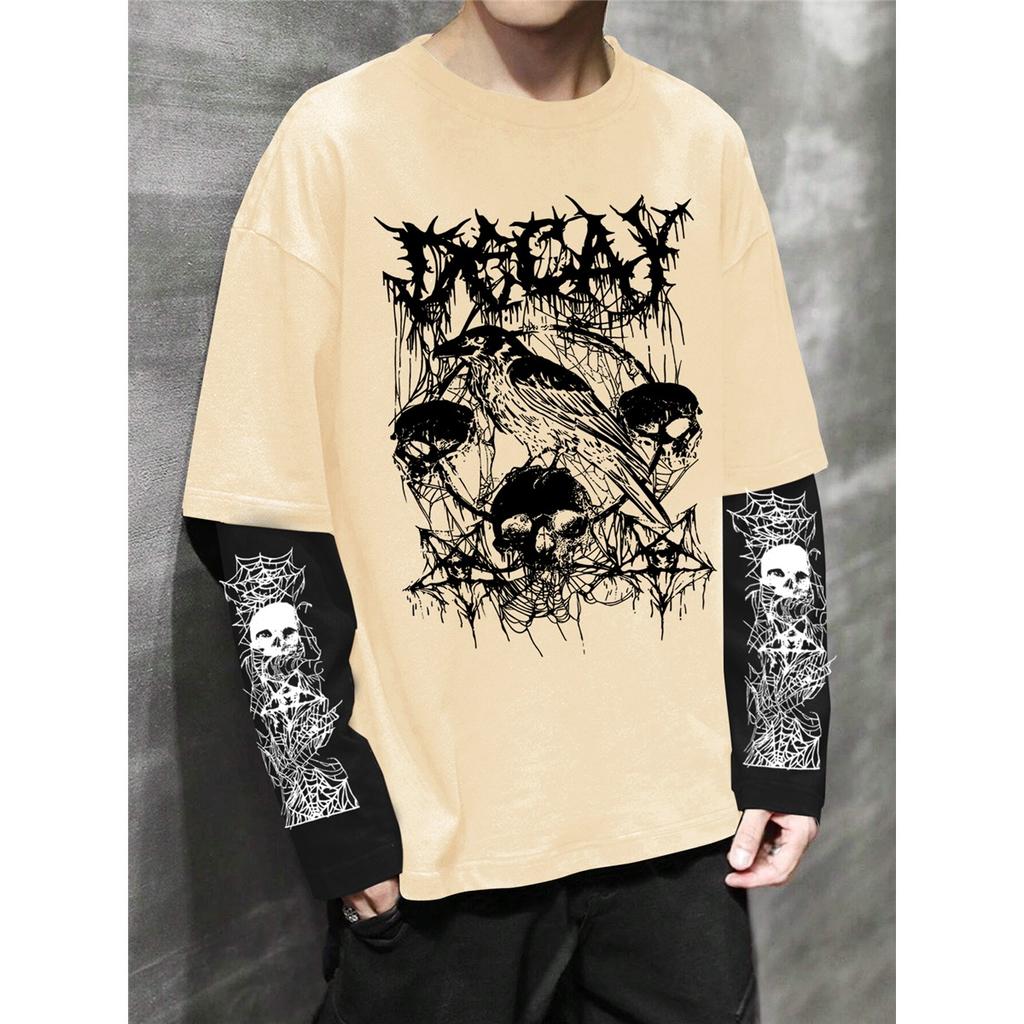 Y2K Hip-Hop Dark Style Print T-Shirt, New Fashion for Spring