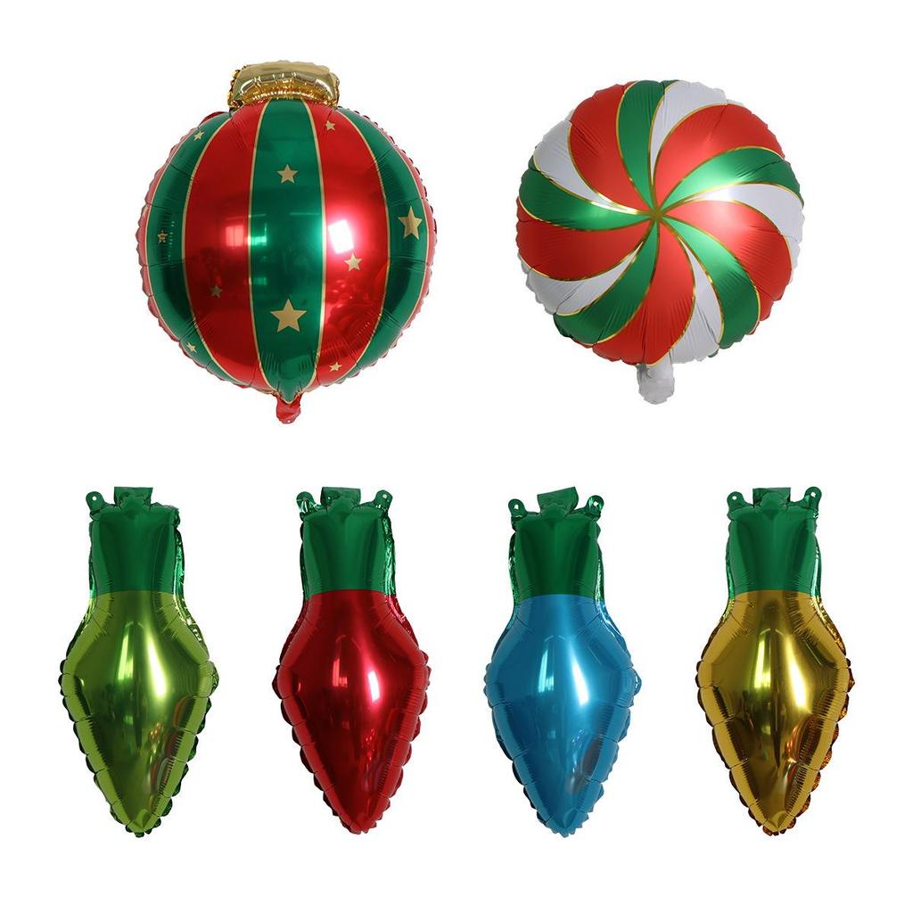 Christmas Light Bulb Aluminum Foil Balloons - Party Decoration Set