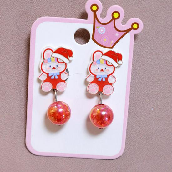 Cartoon Resin Glossy Children's Christmas Flower Ear Clips and Student Earrings