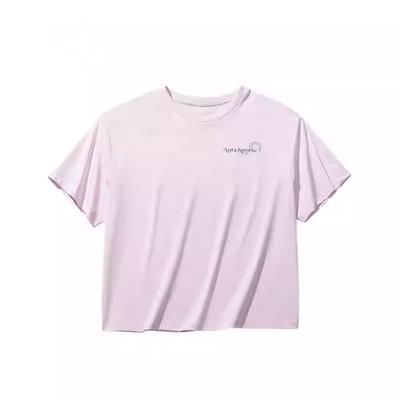 Camiseta Confortável Respirável Versátil Solta Manga Curta Tops Femininos Rosa-Gelado 162528105-2