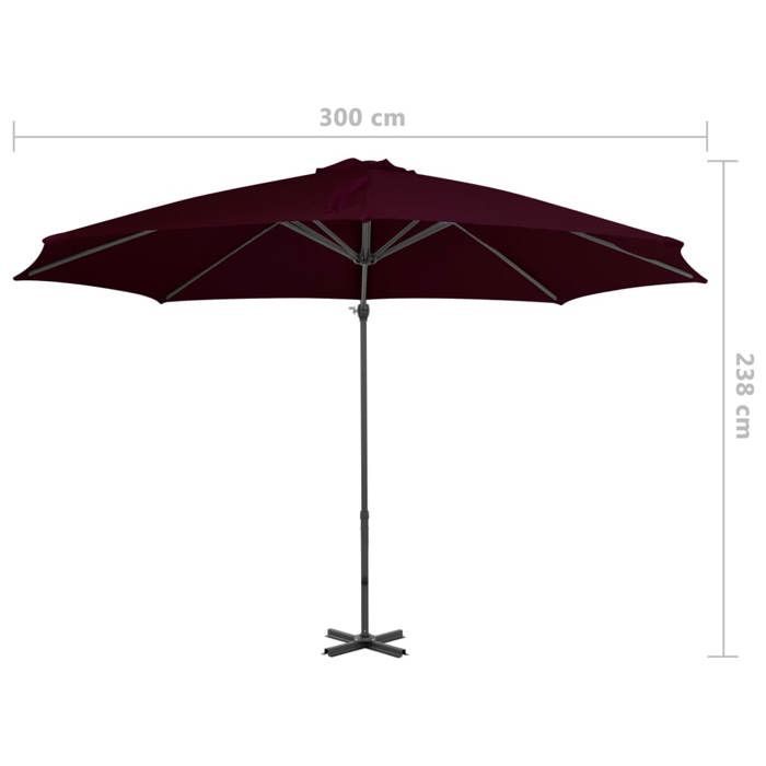 VidaXL Parasol de Jardin en Porte-à-faux avec Mât en Aluminium, Pare-soleil de Patio, Abri de Soleil, Parasol de Terrasse 312306
