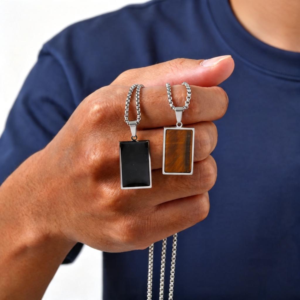 Trendy Men's Square Pendant Necklace,Casual Stainless Steel Dogtag Necklace,Birthday Anniversary Gift