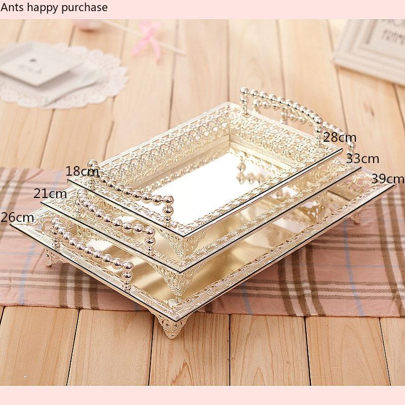 Versilbertes Ablagetablett im europäischen Stil für Nachmittagstee, Dessert- und Snacktablett, Hochzeitsdessert, Tischdekoration, Obstkuchenform