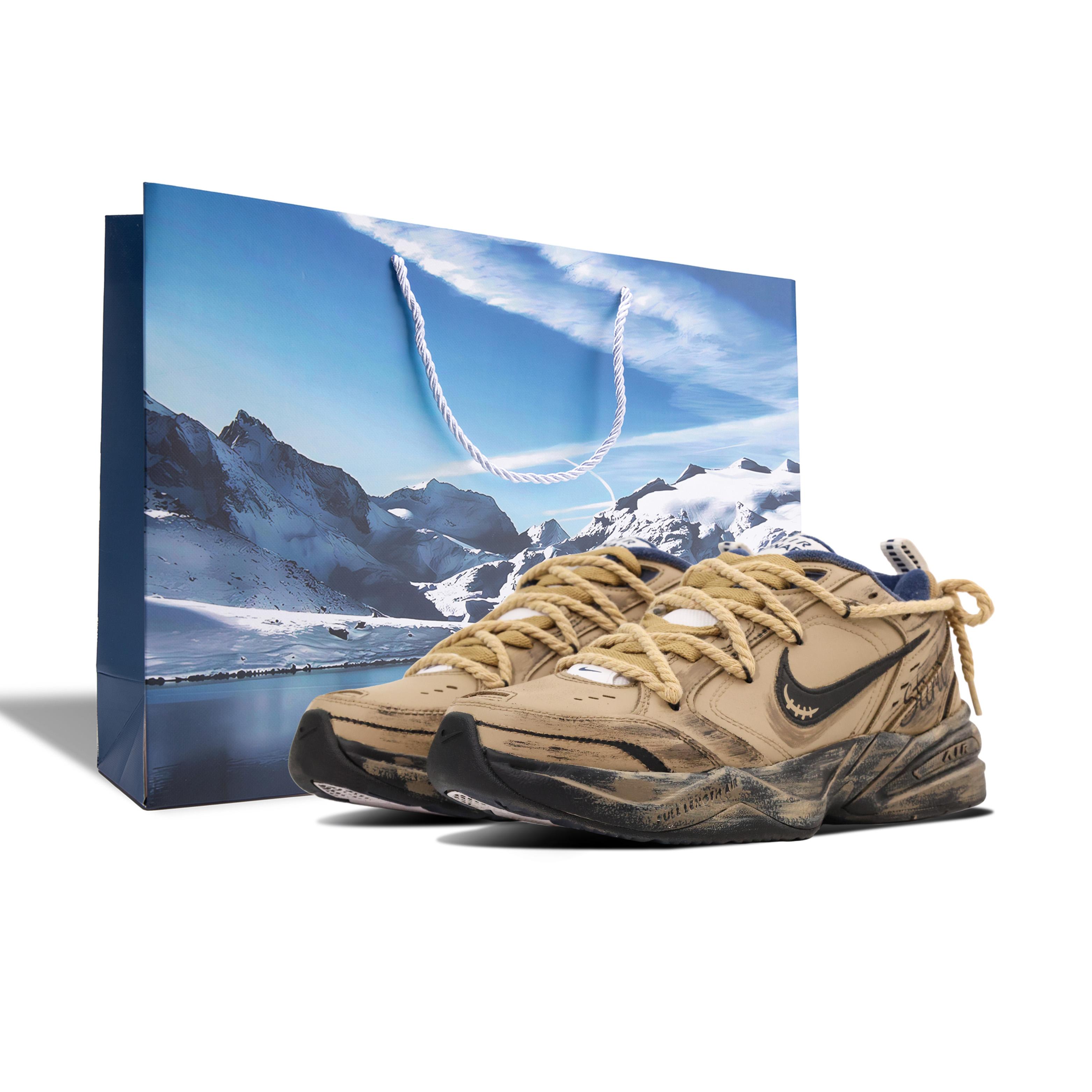

Nike Air Monarch 4 Ruined City Relics, Shopping Bag Fabric Slip Resistant Low top Chunky Sneakers Unisex Brown Black 415445-102(Team1150--BOX) 42.5
