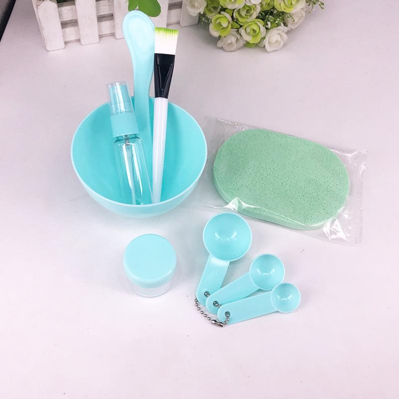Facial Mask Bowl Stick Spatula Silicone Brush Spray Bottle Reusable 9pcs/pack DIY Face Mask Mixing Bowl Set синий