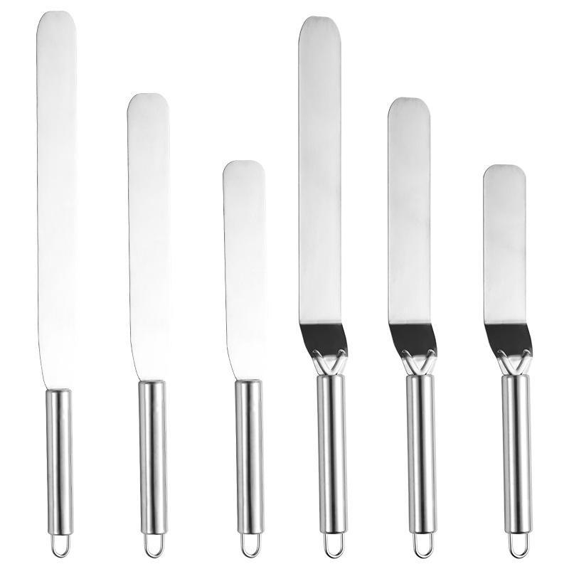 Stainless Steel Cheese & Cake Spatula Set: Kiss Knife, Curved Scraper, Cream Scraper & Butter Knife Baking Tools