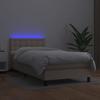 Vidaxl Łóżko Kontynentalne, Materac I Led Cappuccino Ekoskóra 90X200Cm