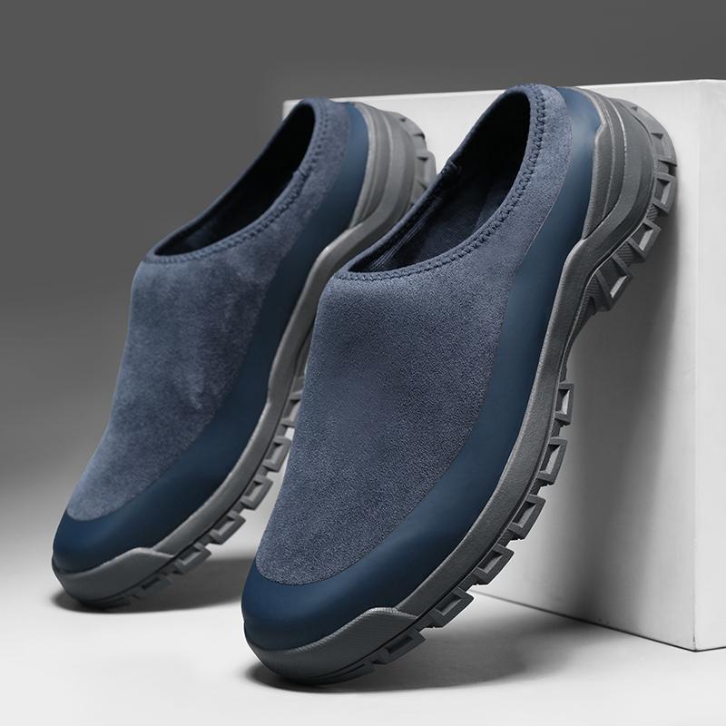 Men Casual Shoes Slip On Shoes Lightweight Loafers Men Sandals Breathable Half Slippers Leather Shoes Mules Zapatos Hombre