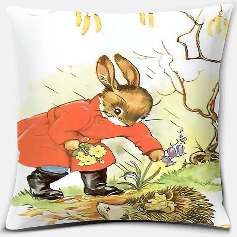 Cute Cartoon Rabbit Printing Series Pattern Pillowcase Square Pillowcase Home Office Decoration Pillowcase