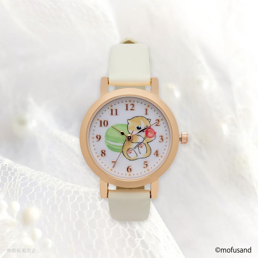 Field work Mofusand MSD005-1 Analog Watch for Women and Children, Pastel Color, Macaron Watch, White