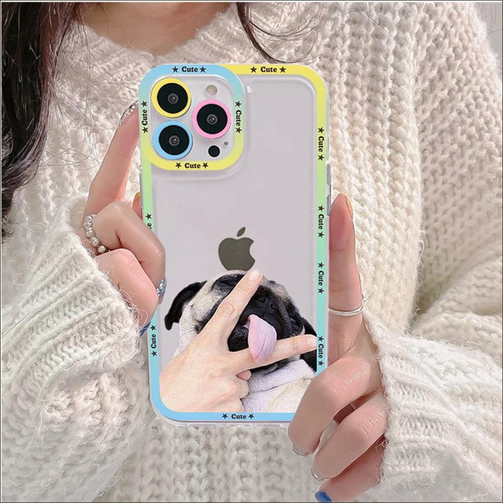 Pug Dog French Bulldog Phone Case For IPhone 14 13 12 11 Pro Max Mini X Xs XR 6 7 8 Plus SE 2020 Transparent Case