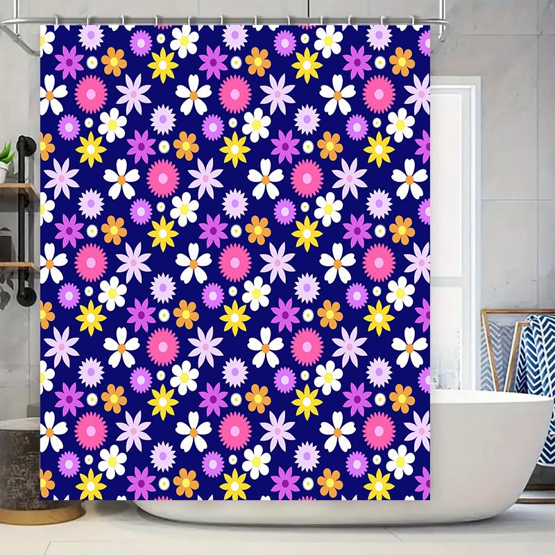 

Flower Print Shower Curtain Waterproof Bathroom Decor For Home Living Room Decoration W60H190(CM)-1 Pcs