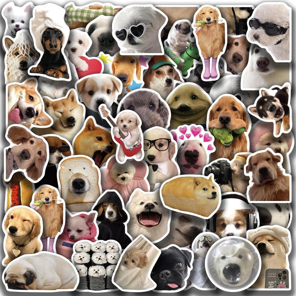 50 Cute Realistic Dog Stickers for Phone, Laptop, Suitcase, Skateboard