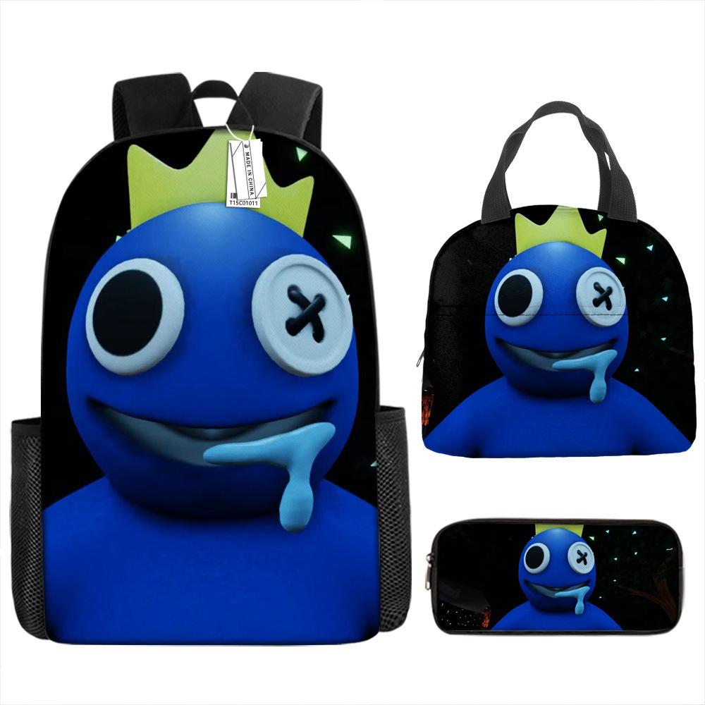 Rainbow Friends School Bag Rainbow Friends Backpack Three-piece Set for Elementary School Students Large Capacity Cartoon Computer Bag
